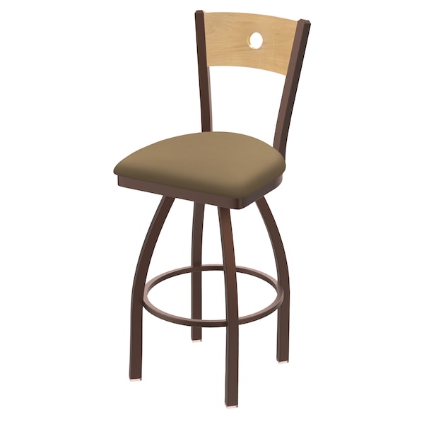25" Swivel Counter Stool, Bronze Finish, Nat Back, Canter Sand Seat